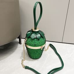 image-Single Shoulder Bag Rhinestone Strawberry Crossbody Bag Portable
