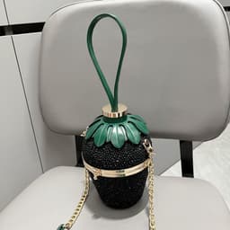 image-Single Shoulder Bag Rhinestone Strawberry Crossbody Bag Portable