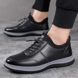 image-Men's Casual Leather Shoes Breathable Soft Bottom Soft Surface Board Shoes
