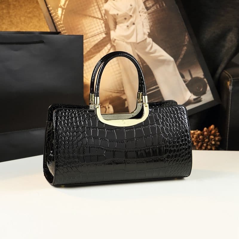 image-Cowhide Women's Patent Leather Handbag Crossbody Bag