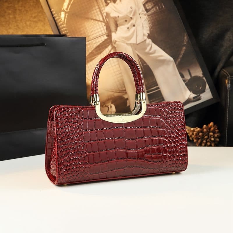 image-Cowhide Women's Patent Leather Handbag Crossbody Bag