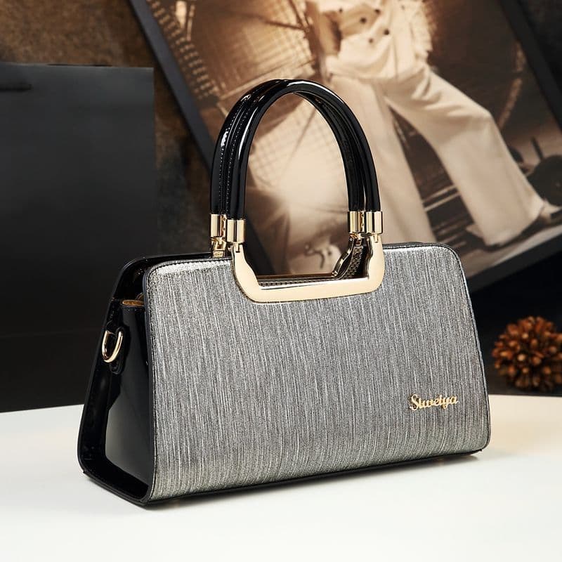 image-Cowhide Women's Patent Leather Handbag Crossbody Bag