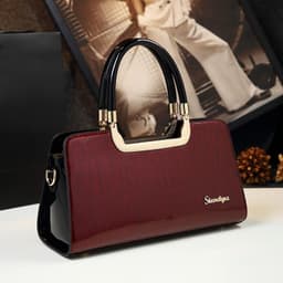 image-Cowhide Women's Patent Leather Handbag Crossbody Bag