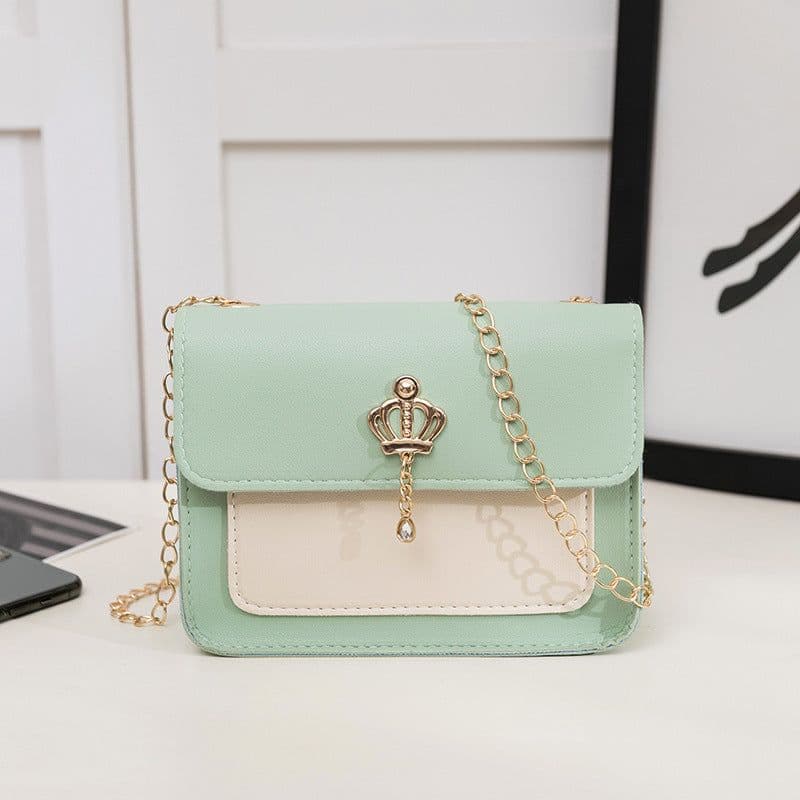 image-Women's Contrast Color Crown Ornaments Small Square Bag