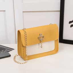image-Women's Contrast Color Crown Ornaments Small Square Bag