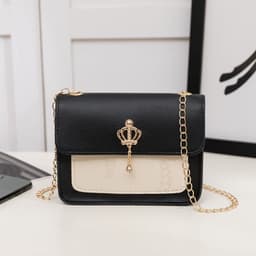 image-Women's Contrast Color Crown Ornaments Small Square Bag