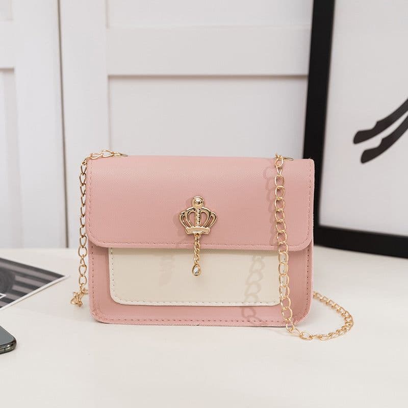 image-Women's Contrast Color Crown Ornaments Small Square Bag