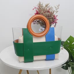 image-Color Matching Round Wrist Women's Bag