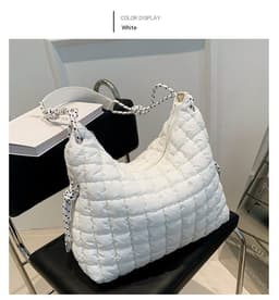 image-Lightweight Down Pleated One-shoulder Cloud Bag