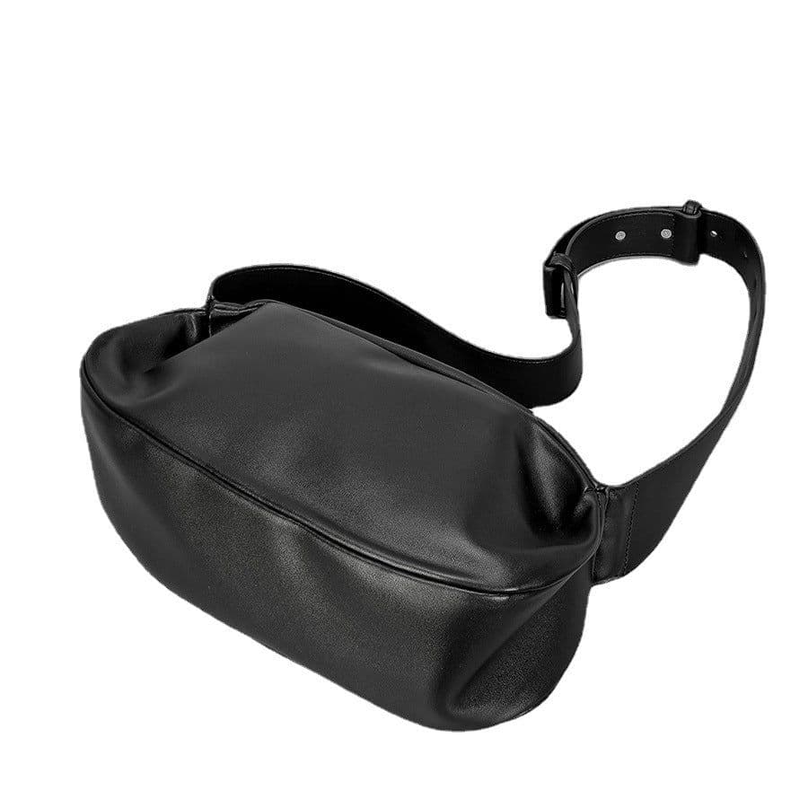image-Wide Shoulder Strap Soft Pu Dumpling Bag Women