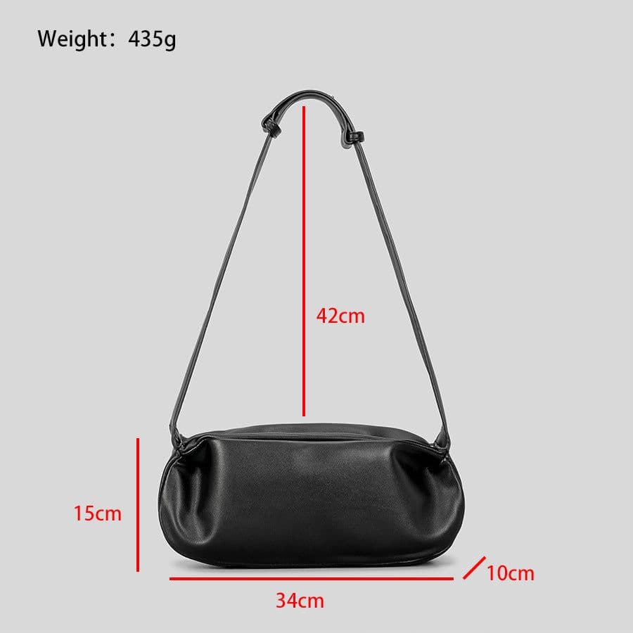 image-Wide Shoulder Strap Soft Pu Dumpling Bag Women