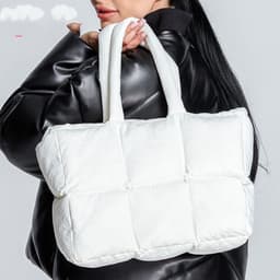 image-Soft Down Handbag Woman Cotton Dress Bags Filled With Cotton
