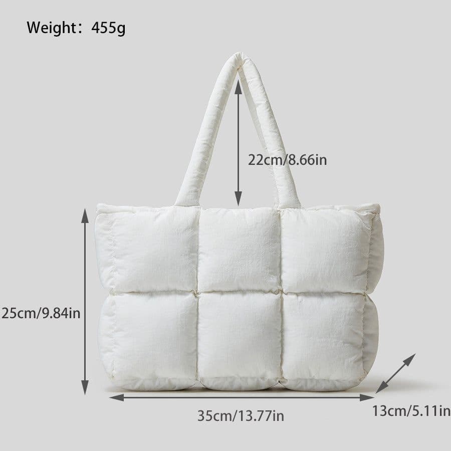 image-Soft Down Handbag Woman Cotton Dress Bags Filled With Cotton