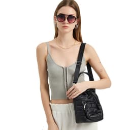 image-Retro Down Cotton Women's Bucket Bag Niche Nylon
