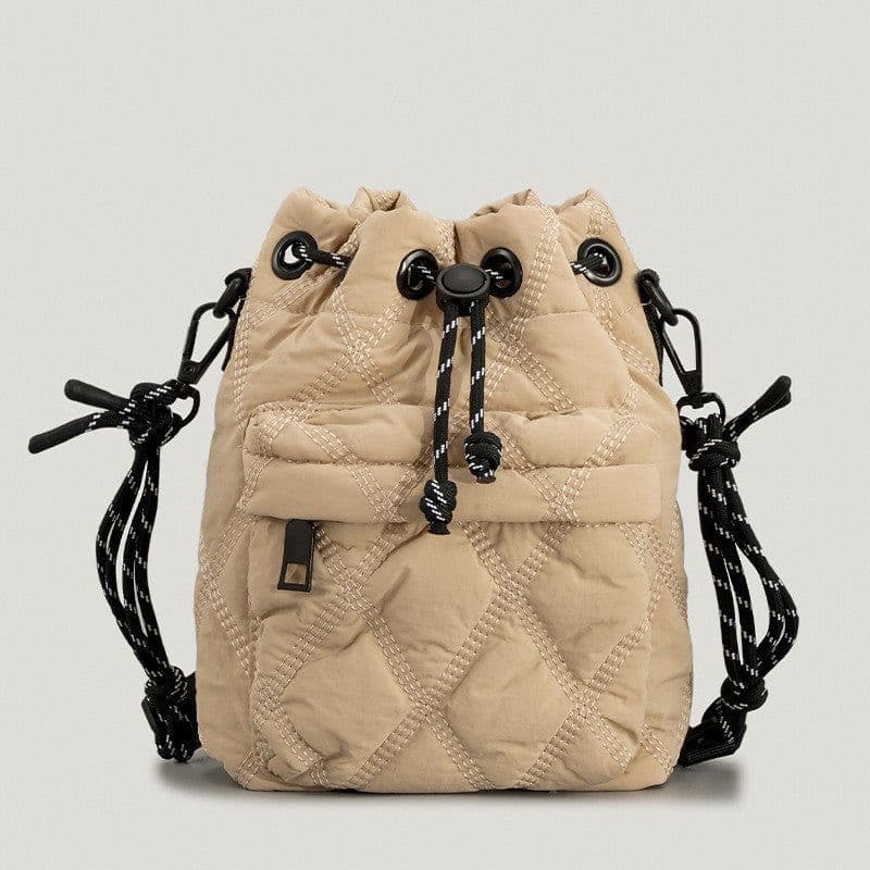 image-Cushion Cotton Women's Bucket Bag Niche Nylon Rhombus