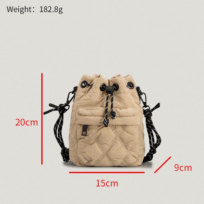image-Cushion Cotton Women's Bucket Bag Niche Nylon Rhombus