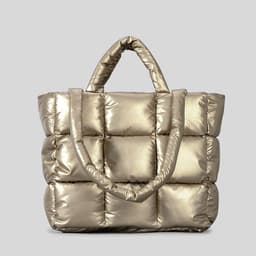 image-Jiugong Plaid Down Cotton Tote Bag Female Soft