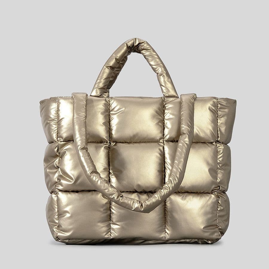 image-Jiugong Plaid Down Cotton Tote Bag Female Soft