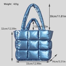 image-Jiugong Plaid Down Cotton Tote Bag Female Soft