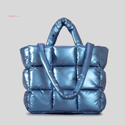image-Jiugong Plaid Down Cotton Tote Bag Female Soft