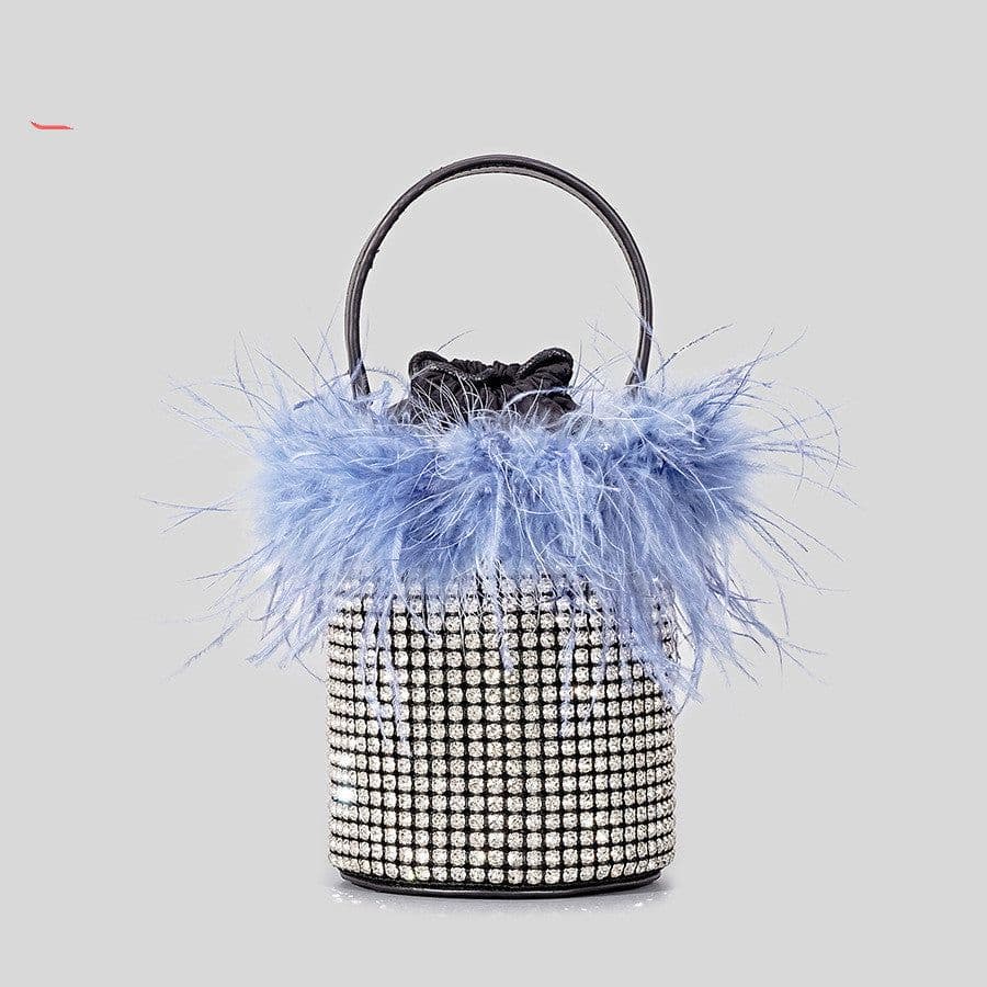 image-Plush Bucket Bag Female Bling Hot Drilling