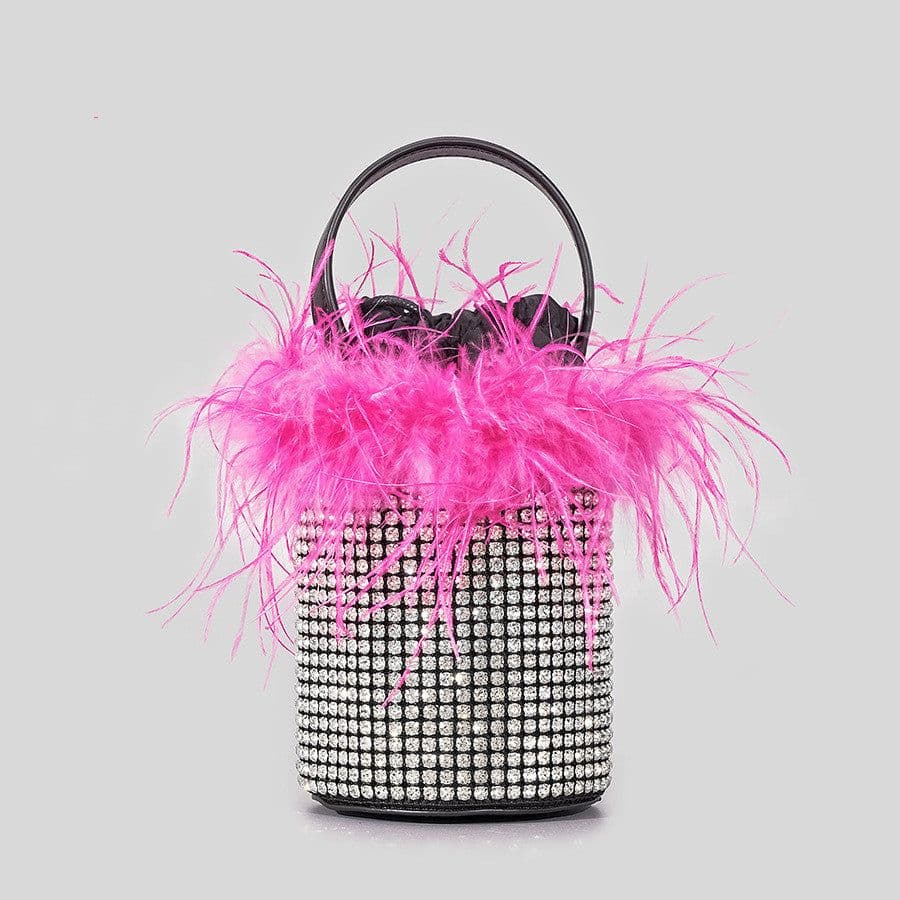 image-Plush Bucket Bag Female Bling Hot Drilling