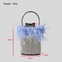 image-Plush Bucket Bag Female Bling Hot Drilling