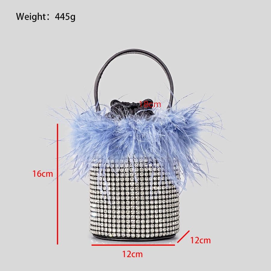image-Plush Bucket Bag Female Bling Hot Drilling