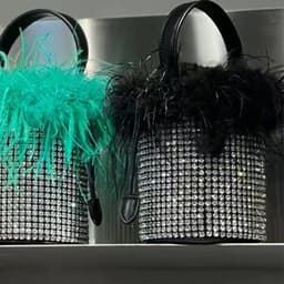 image-Plush Bucket Bag Female Bling Hot Drilling