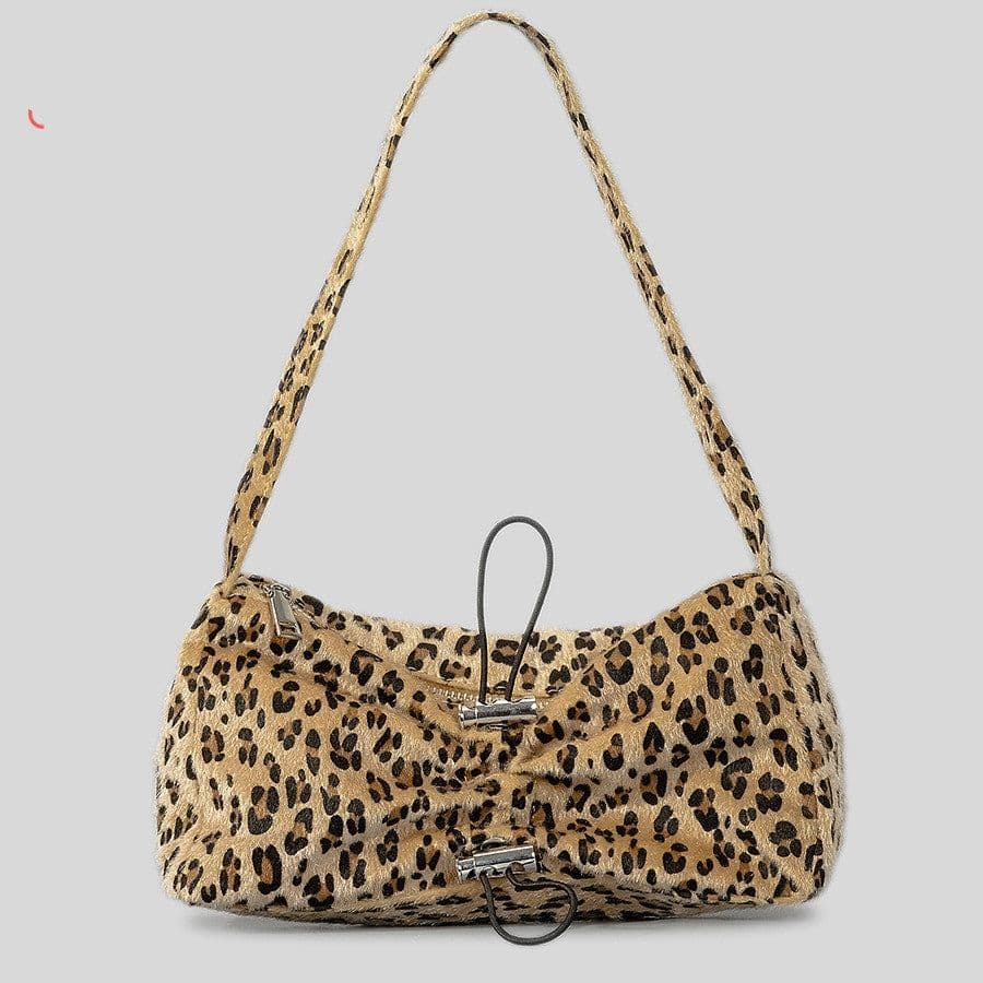 image-Autumn And Winter Drawstring Ruffle Zebra Stripes Underarm Bag Women