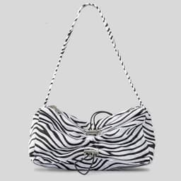 image-Autumn And Winter Drawstring Ruffle Zebra Stripes Underarm Bag Women