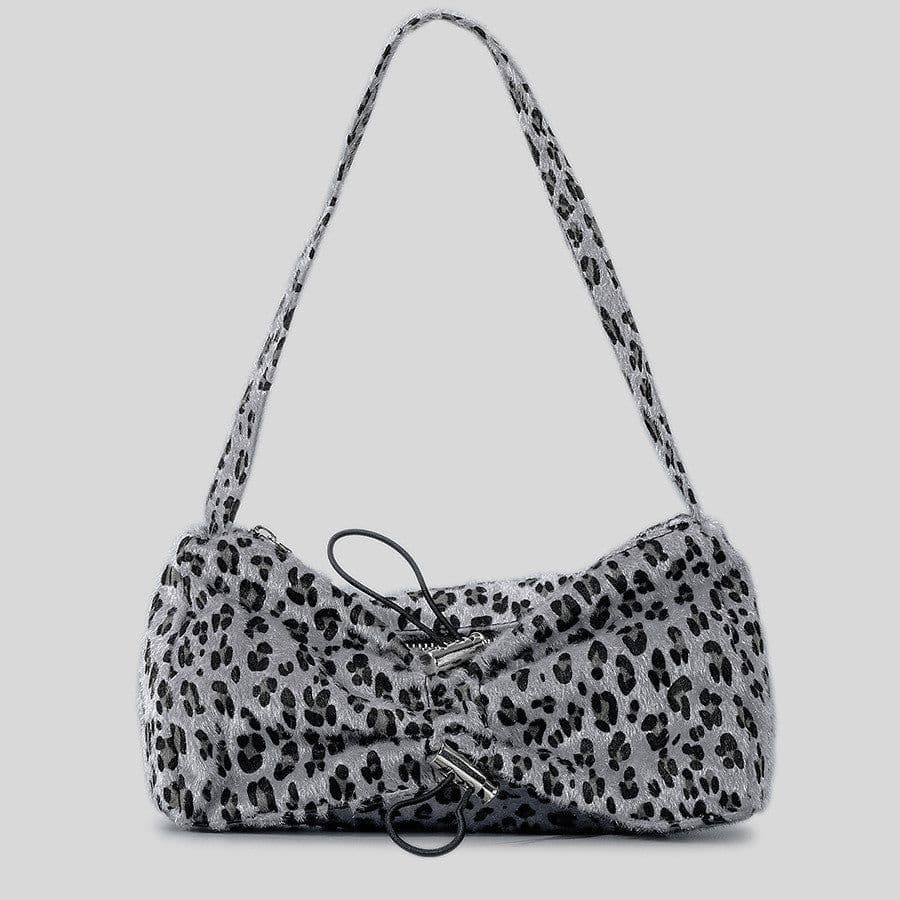 image-Autumn And Winter Drawstring Ruffle Zebra Stripes Underarm Bag Women