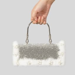 image-Ostrich Fur Pearl Rhinestone Bag Women's New