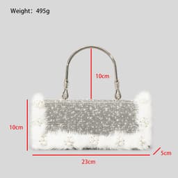 image-Ostrich Fur Pearl Rhinestone Bag Women's New