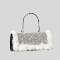 image-Ostrich Fur Pearl Rhinestone Bag Women's New