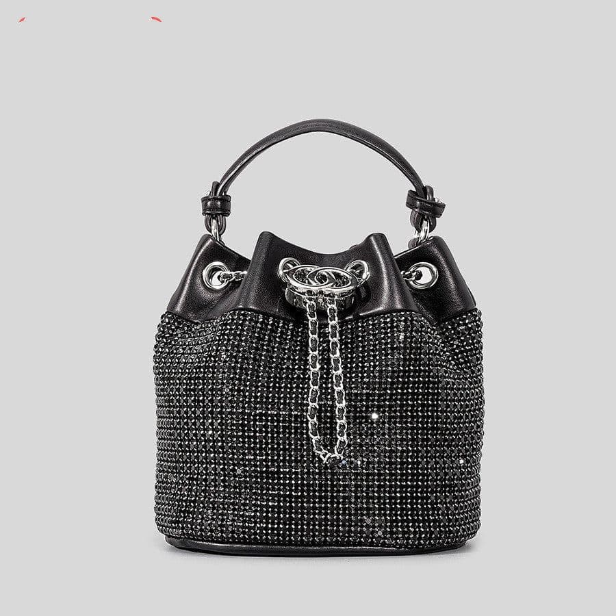 image-Rhinestone Women's Niche Bling Rhinestone Bucket Bag