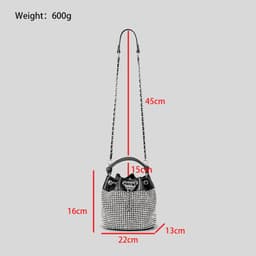 image-Rhinestone Women's Niche Bling Rhinestone Bucket Bag