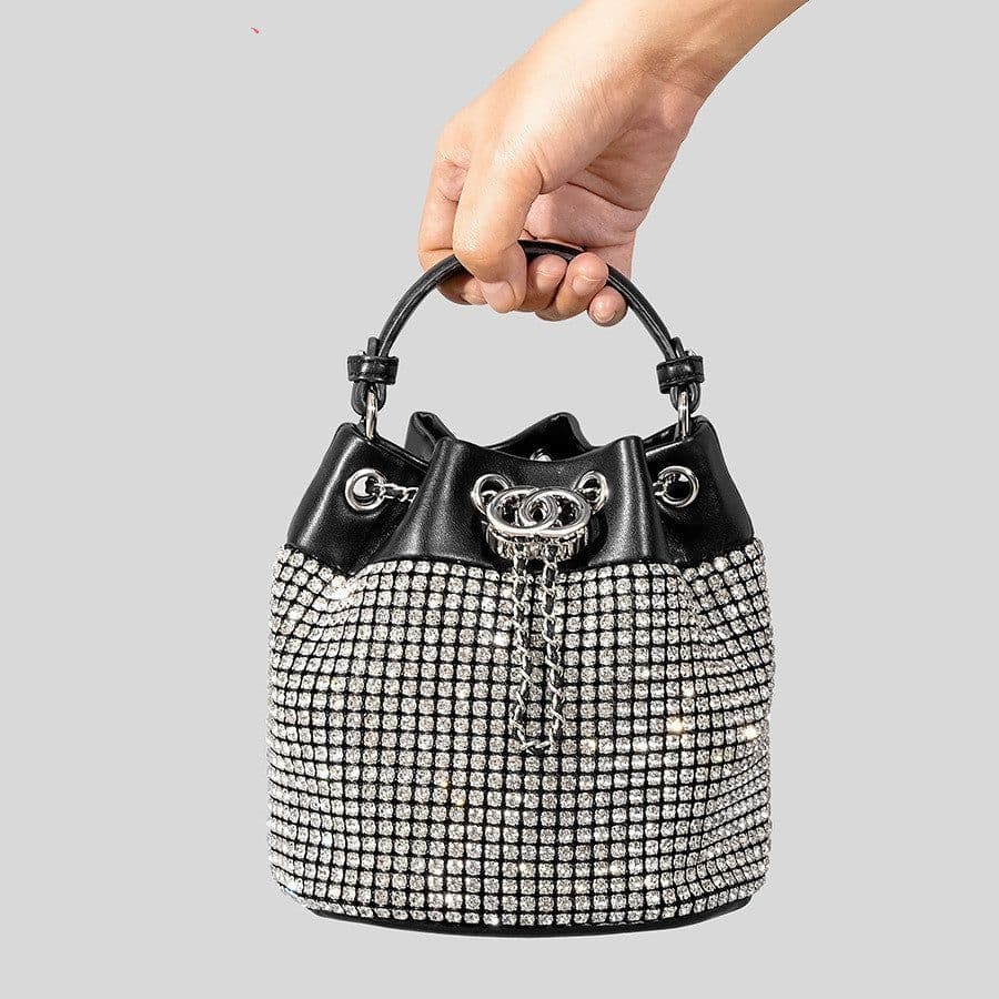 image-Rhinestone Women's Niche Bling Rhinestone Bucket Bag
