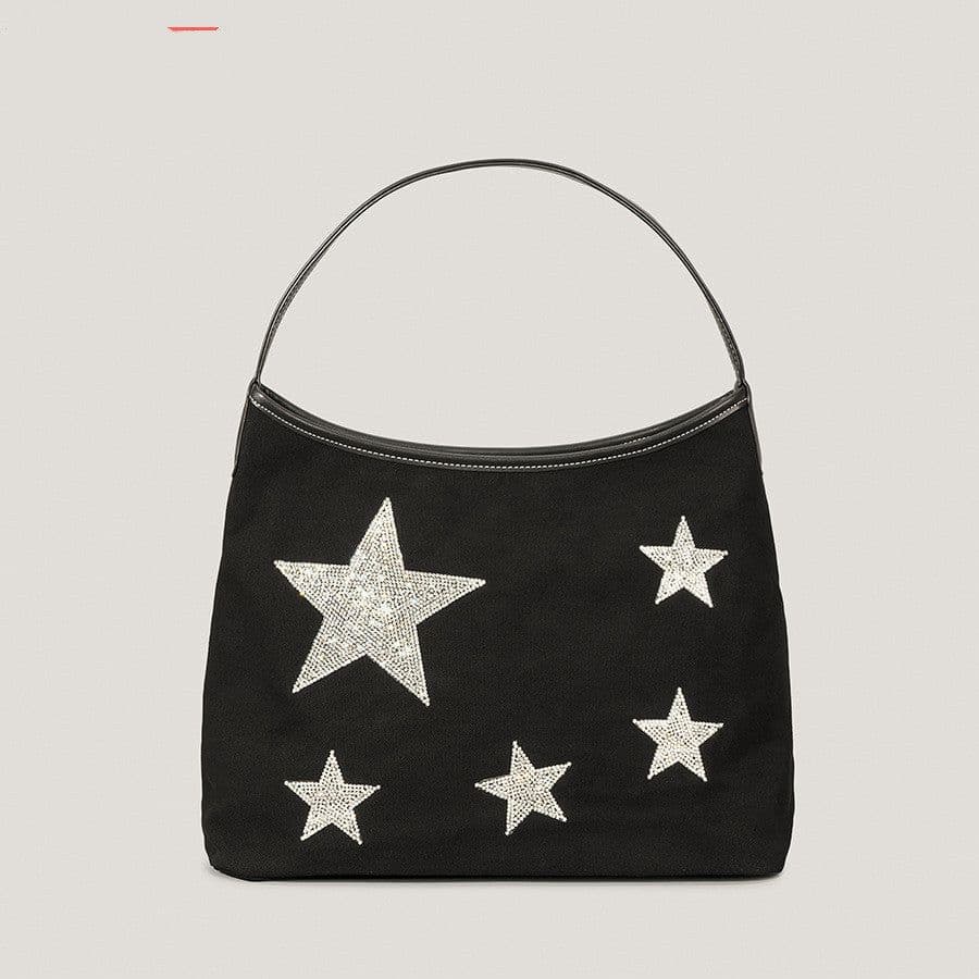 image-Retro Five-pointed Star Rhinestone Tote Bag For Women
