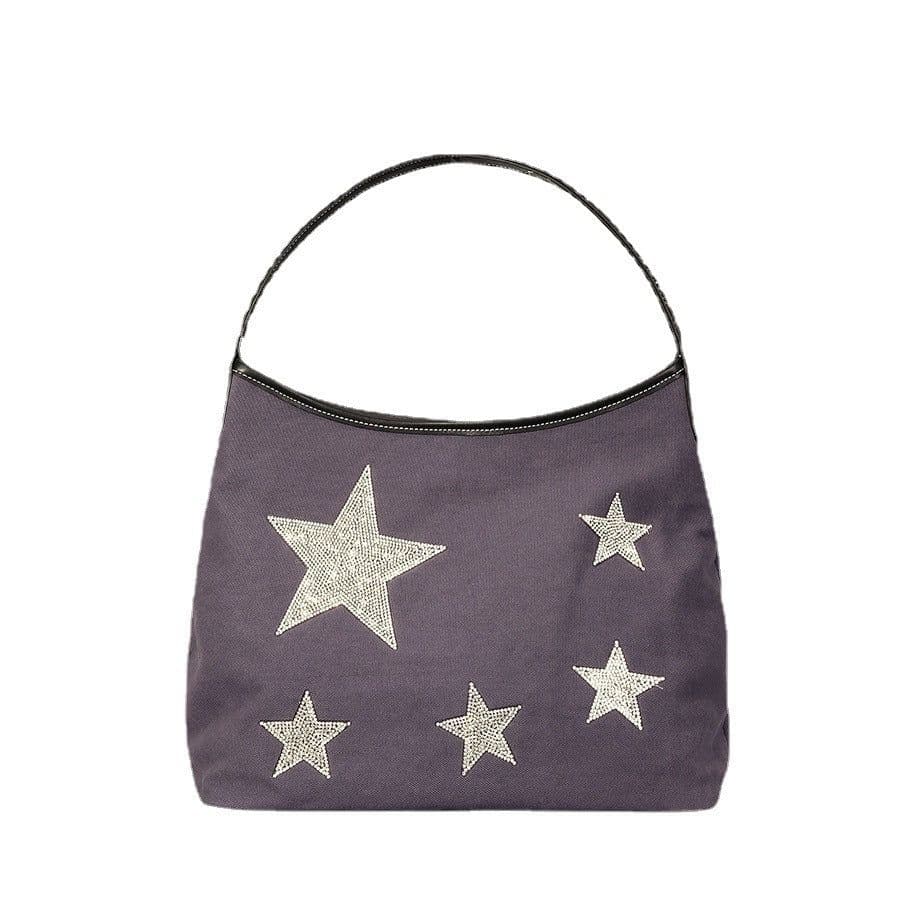 image-Retro Five-pointed Star Rhinestone Tote Bag For Women