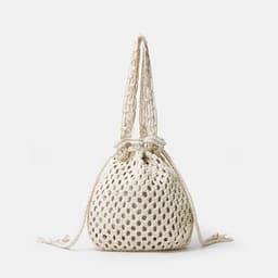 image-Ins Hand-woven Cotton Bucket Bag Fashion Simple