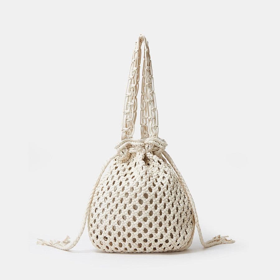 image-Ins Hand-woven Cotton Bucket Bag Fashion Simple