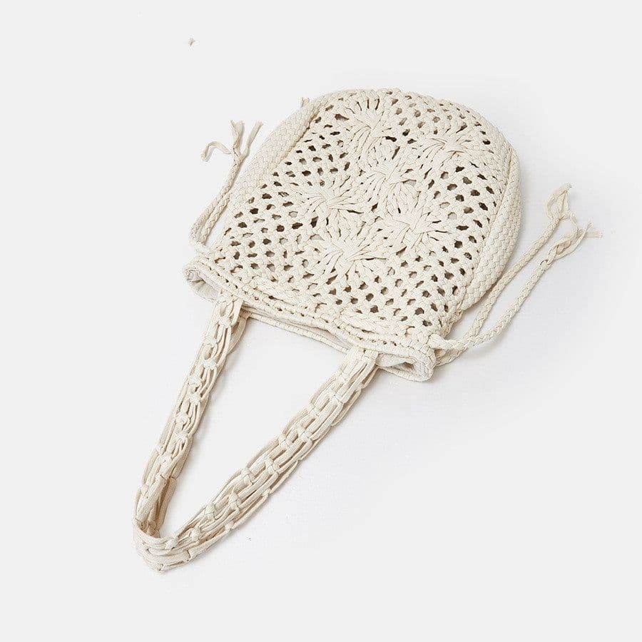 image-Ins Hand-woven Cotton Bucket Bag Fashion Simple