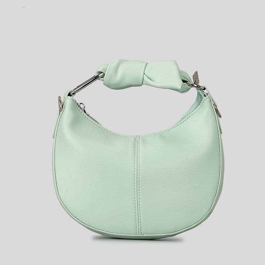 image-Fashionable Simple Soft Pu Saddle Bag Women's Niche Stitching Knotted Handbag