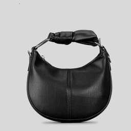 image-Fashionable Simple Soft Pu Saddle Bag Women's Niche Stitching Knotted Handbag