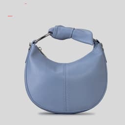 image-Fashionable Simple Soft Pu Saddle Bag Women's Niche Stitching Knotted Handbag
