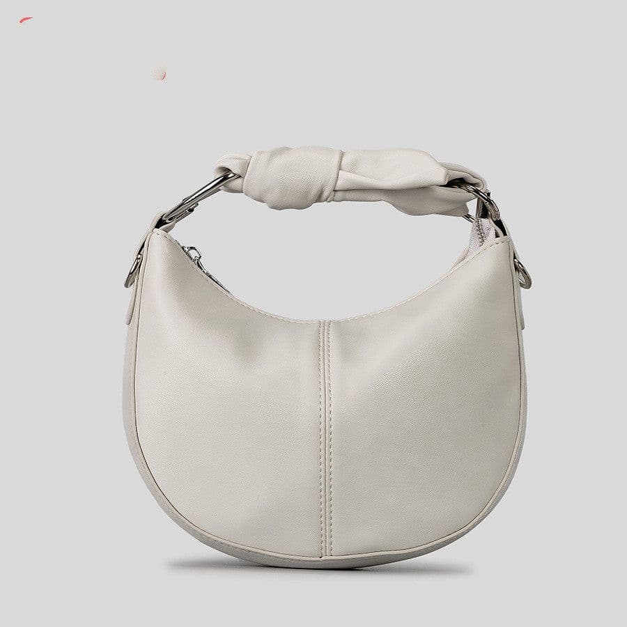 image-Fashionable Simple Soft Pu Saddle Bag Women's Niche Stitching Knotted Handbag