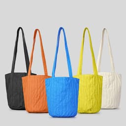 image-Women's Fashion Simple Vertical Stripes Pleated Bucket Bag