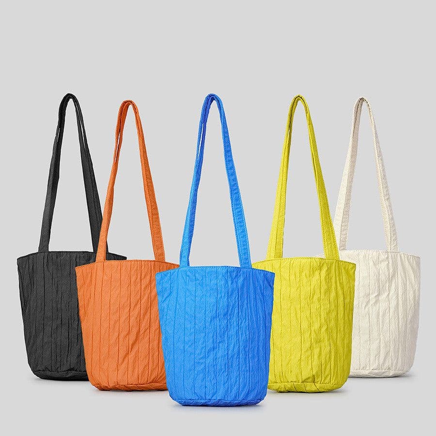 image-Women's Fashion Simple Vertical Stripes Pleated Bucket Bag