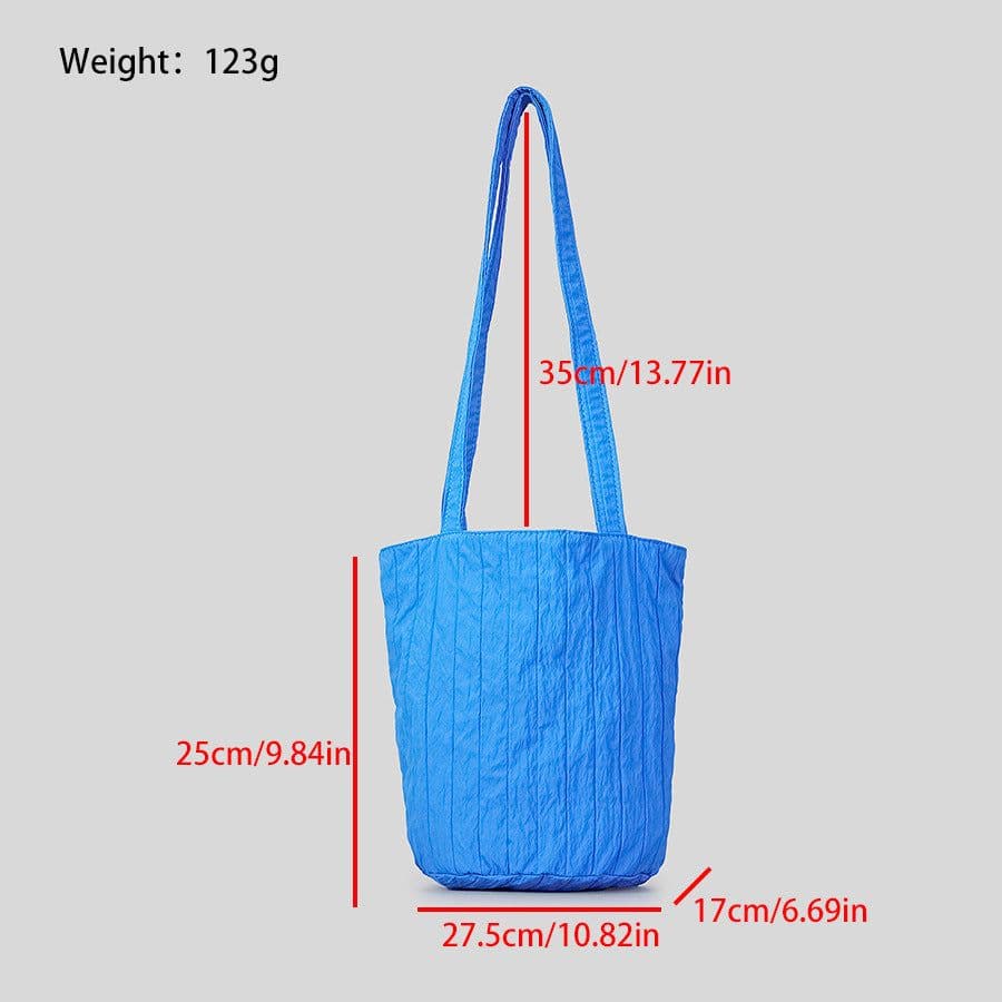 image-Women's Fashion Simple Vertical Stripes Pleated Bucket Bag